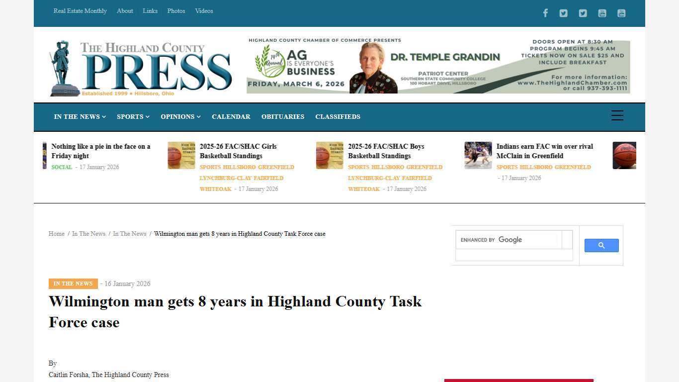 Wilmington man gets 8 years in Highland County Task Force case | The Highland County Press